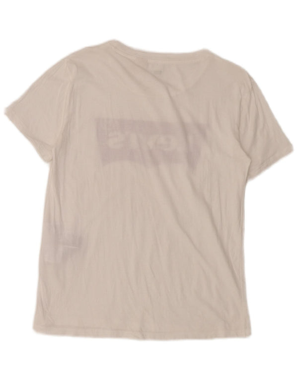 Levi's Damen-T-Shirt mit Grafik, UK 10, Größe S, weiße Baumwolle