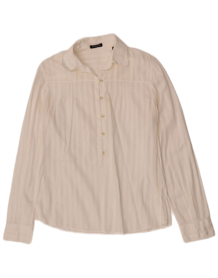 Massimo Dutti Damen-Pullover-Hemd, EU 42, groß, gebrochenes Weiß, Nadelstreifen