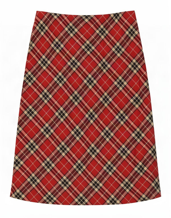 Vintage Damen Midirock IT 46 Groß W32 Rot karierte Schurwolle