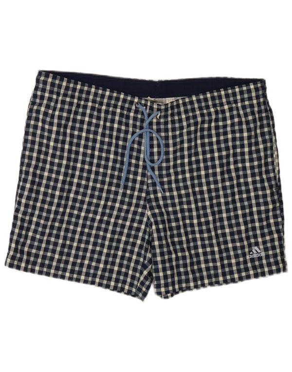 Adidas Herren Regular Badeshorts, groß, blau kariert, Polyester