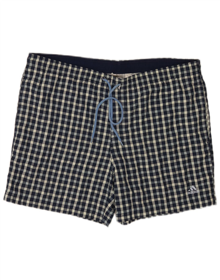Adidas Herren Regular Badeshorts, groß, blau kariert, Polyester
