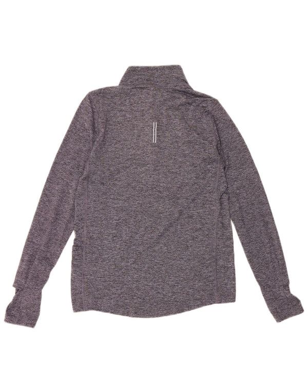 Nike Herren Dri Fit Zip Neck Top Langarm XS Blau geflecktes Polyester