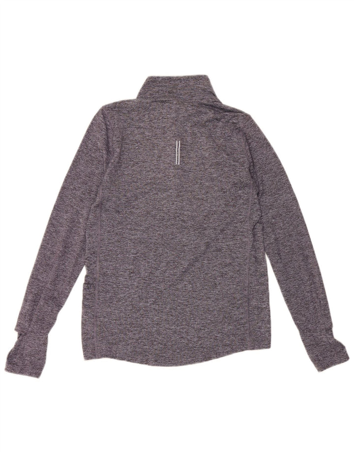 Nike Herren Dri Fit Zip Neck Top Langarm XS Blau geflecktes Polyester