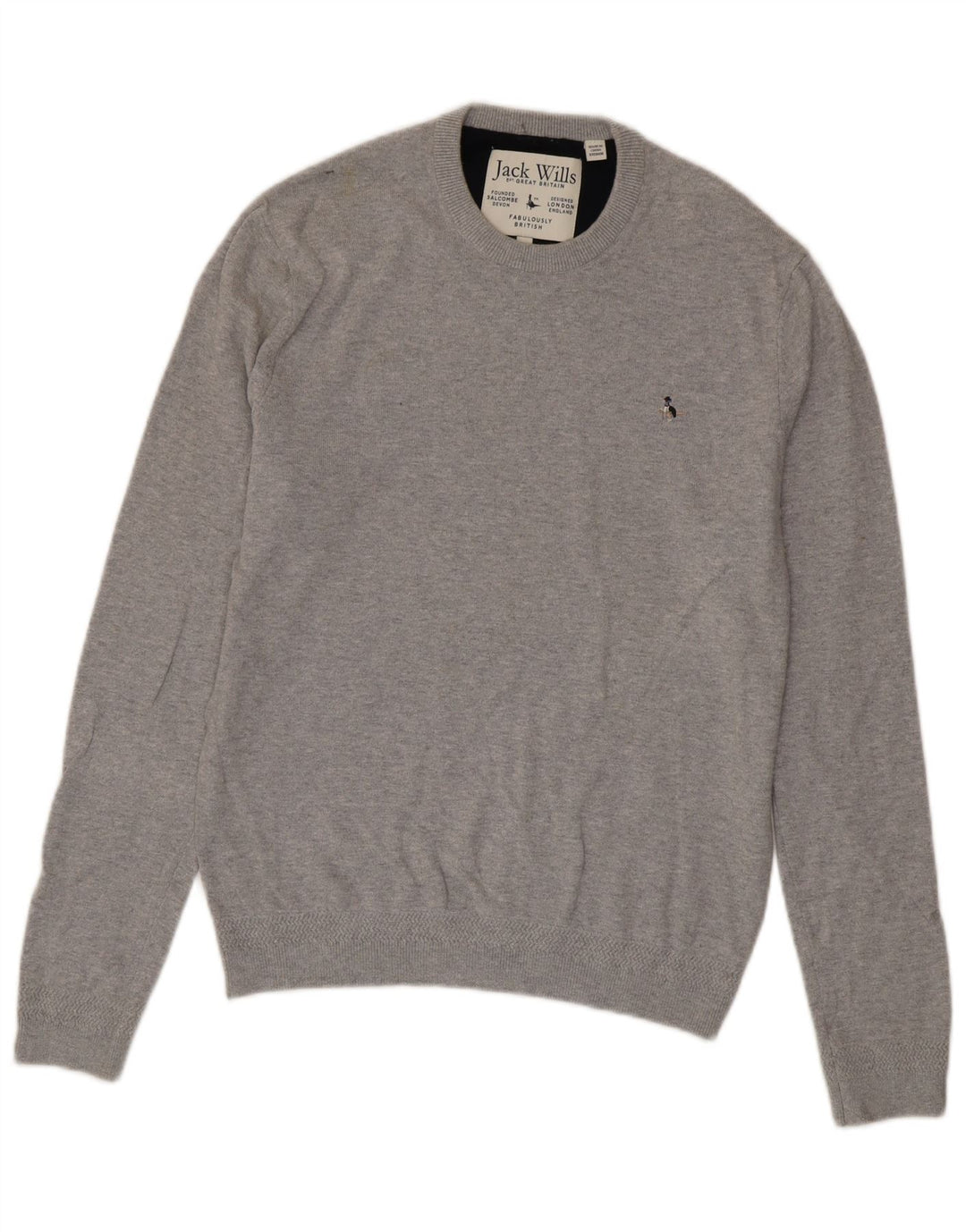 Jack Wills Herren-Pullover mit Rundhalsausschnitt, Mittelgrau