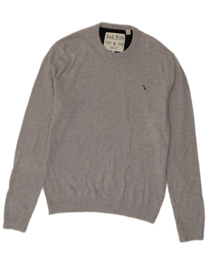 Jack Wills Herren-Pullover mit Rundhalsausschnitt, Mittelgrau