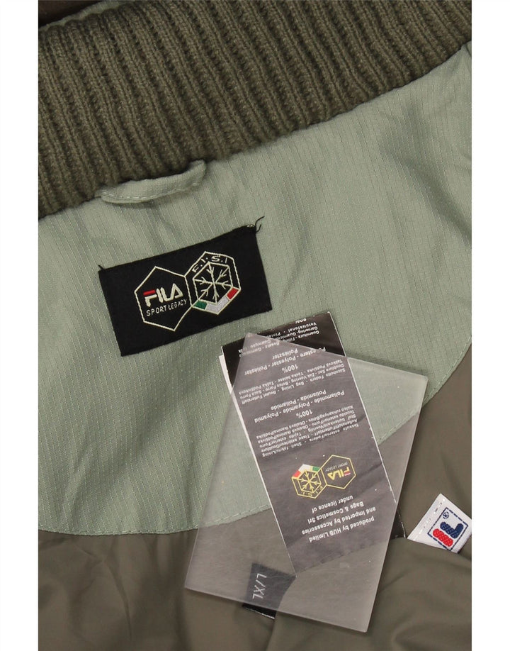 Fila Herren-Jacke mit Kapuze, gepolstert, UK 40, Größe L, Grün, Polyamid