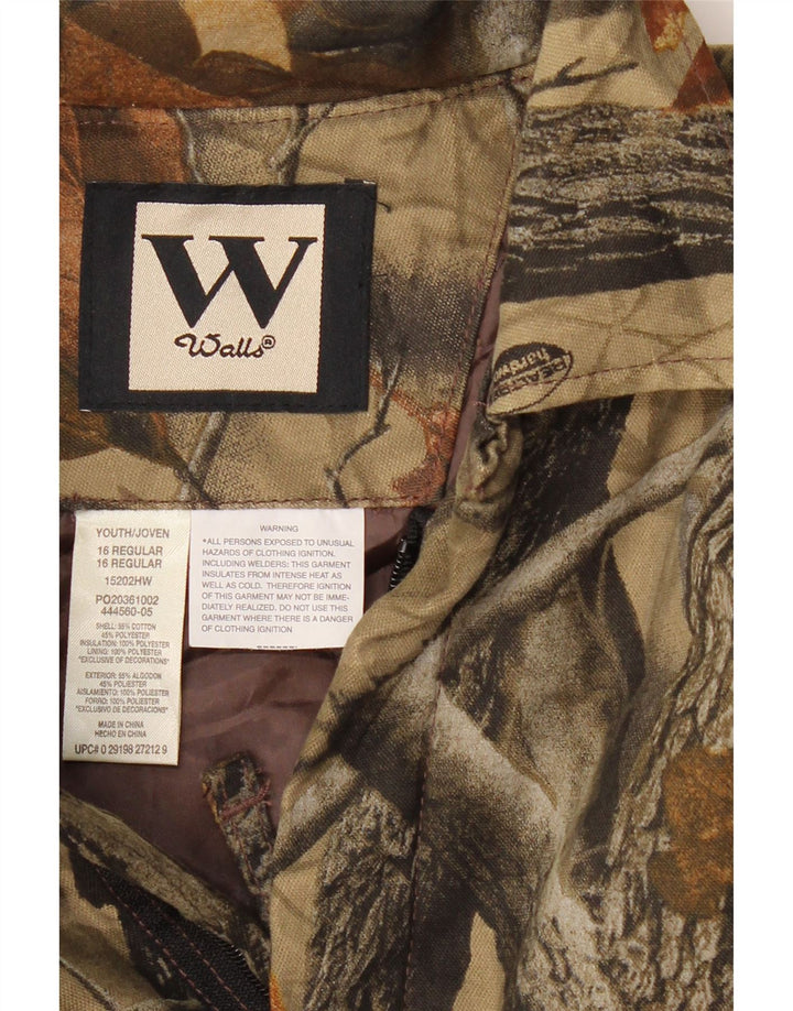 VINTAGE Jungen-Overall mit langen Ärmeln, 15–16 Jahre, Khaki, Blumenmuster, Baumwolle