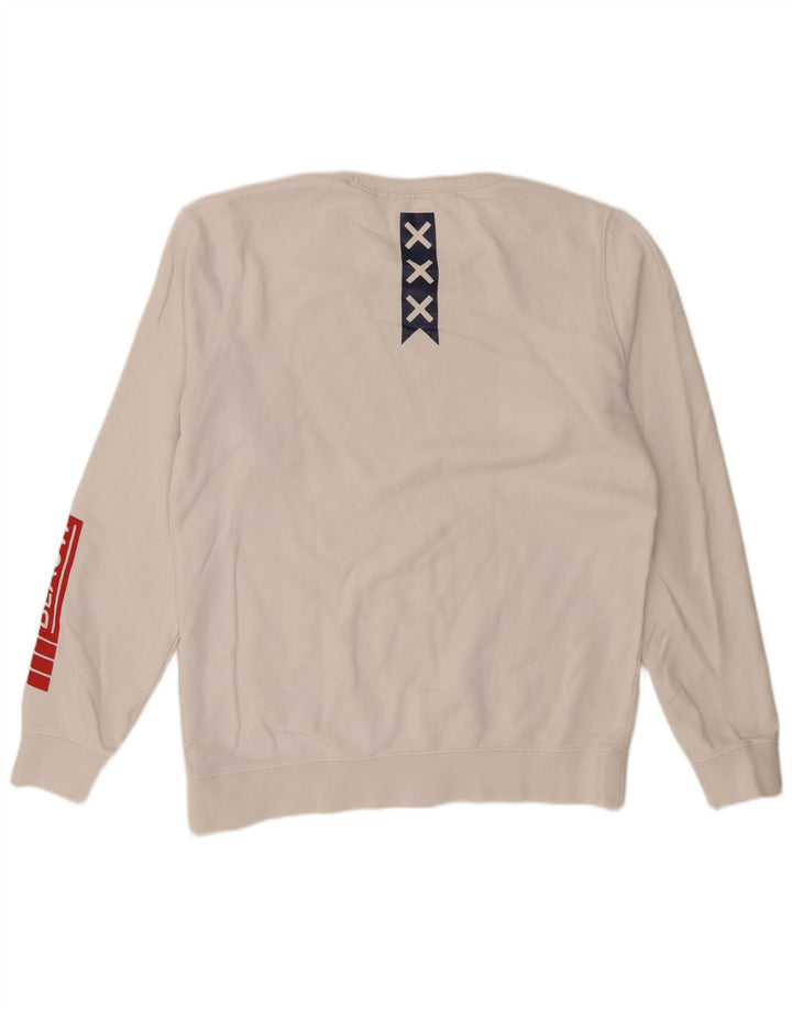Scotch & Soda Herren-Sweatshirt mit Grafik, Größe L, aus weißer Baumwolle
