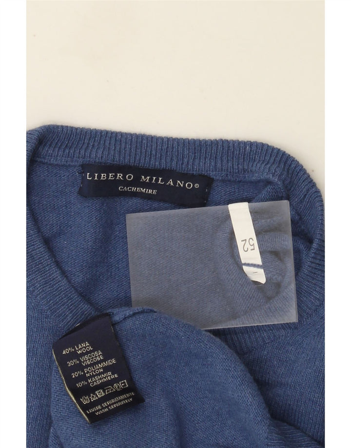 Liberto Herren-Pullover mit Rundhalsausschnitt, IT 52, große blaue Wolle