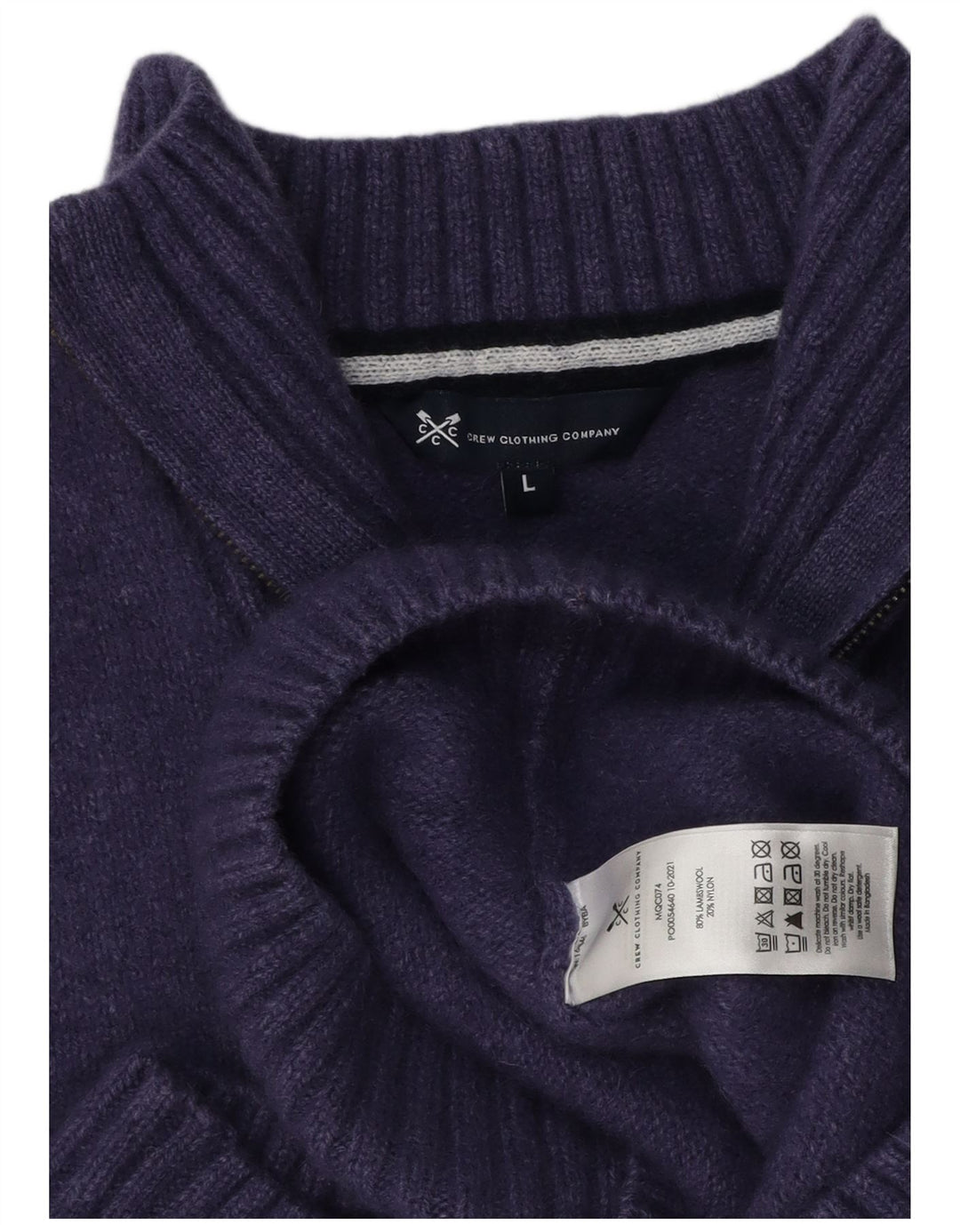 Crew Clothing Herren-Pullover mit Reißverschluss am Hals, groß, violette Lammwolle