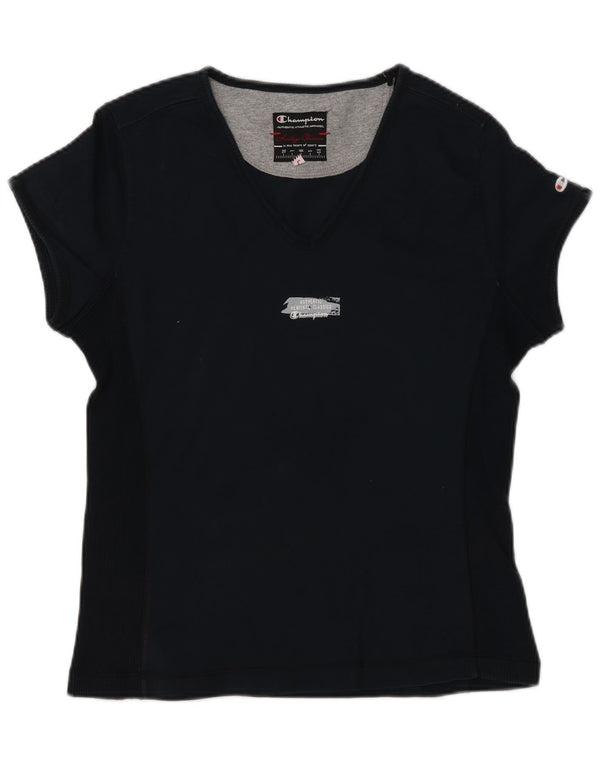 Champion Damen Heritage Classics Graphic T-Shirt Top UK 14 Large Marineblau