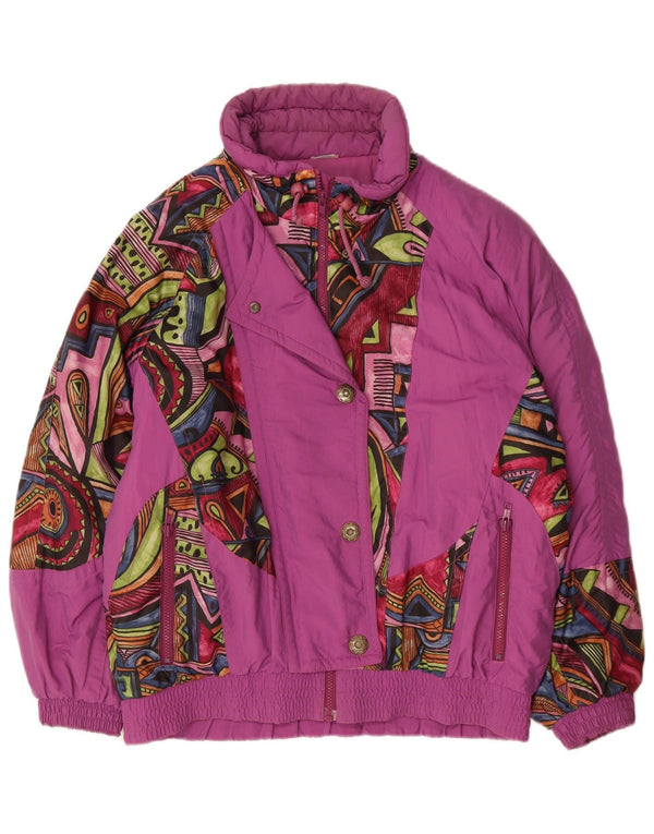 Vintage Damen Übergroße Windjacke UK 12 Medium Lila Geometrisch