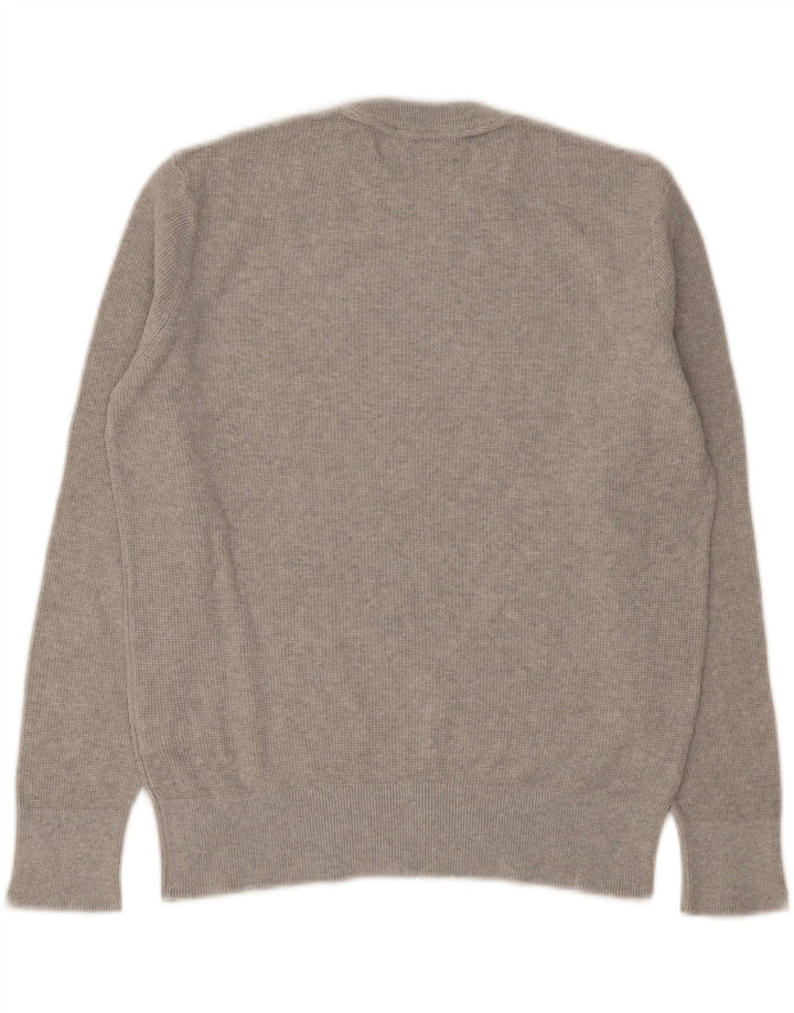 Zara Herren-Pullover mit Rundhalsausschnitt, Größe S, graue Baumwolle
