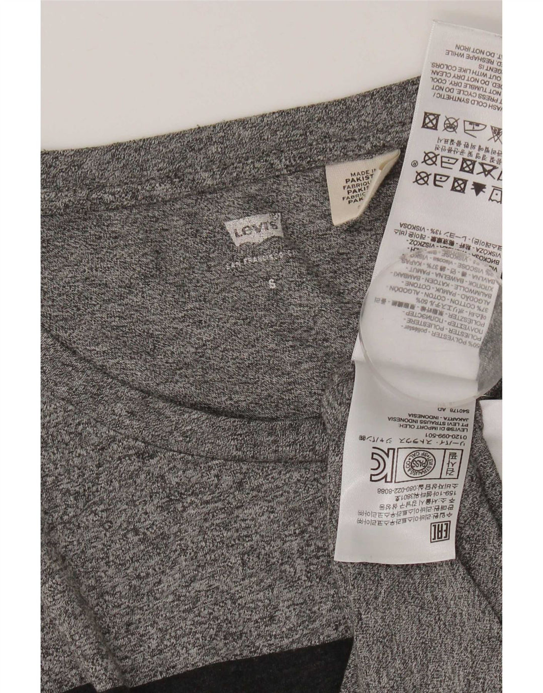 Levi's Damen-T-Shirt mit Grafik, UK 10, Größe S, grau geflecktes Polyester