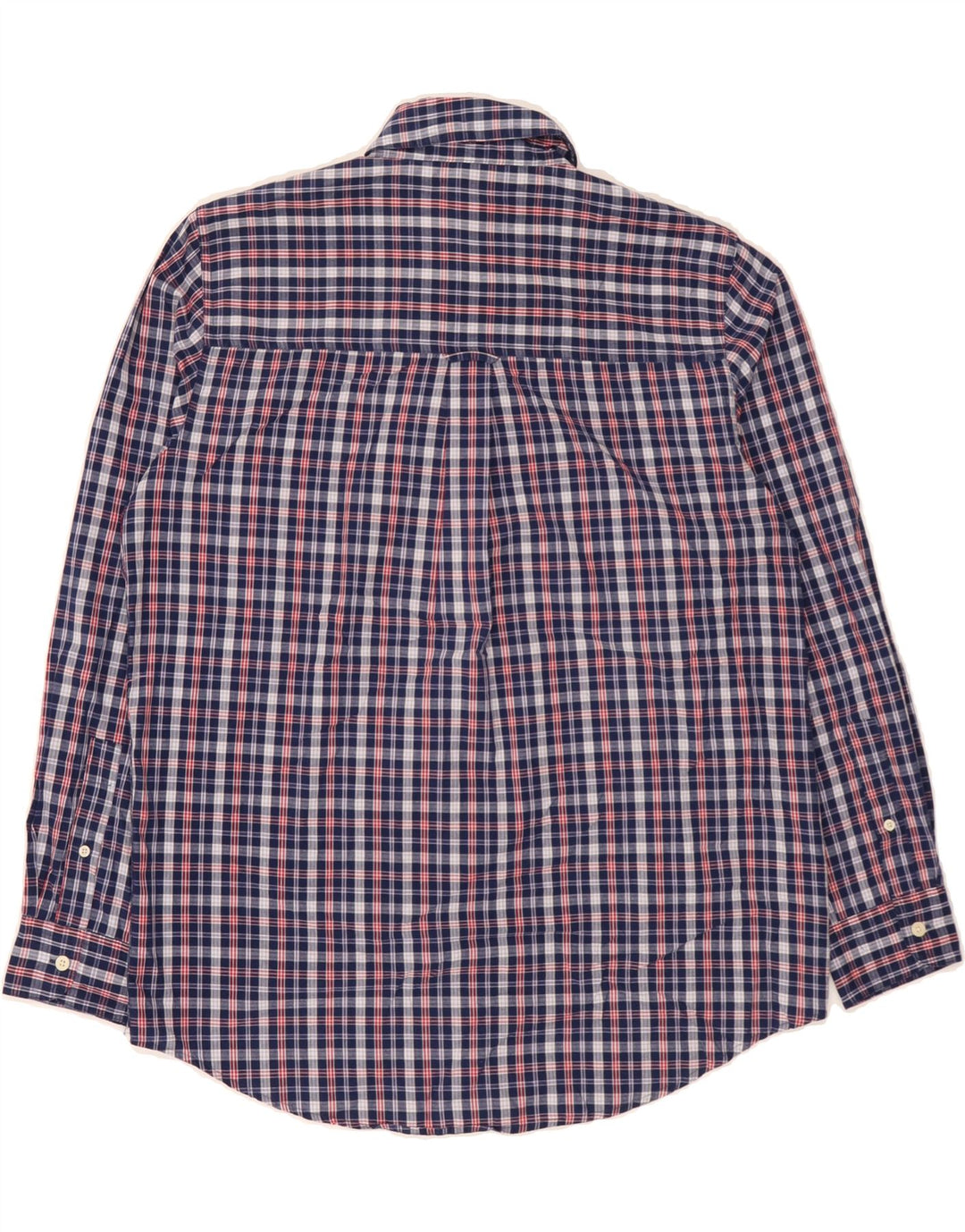 CHAPS Mens Easy Care Shirt Medium Navy Blue Check Cotton Vintage Chaps and Second-Hand Chaps from Messina Hembry 