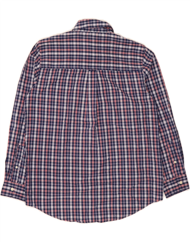 CHAPS Mens Easy Care Shirt Medium Navy Blue Check Cotton Vintage Chaps and Second-Hand Chaps from Messina Hembry 