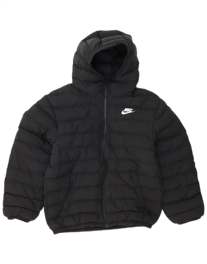 Nike Wattierte Jacke mit Kapuze für Jungen, 12–13 Jahre, Größe L, Schwarz, Polyester