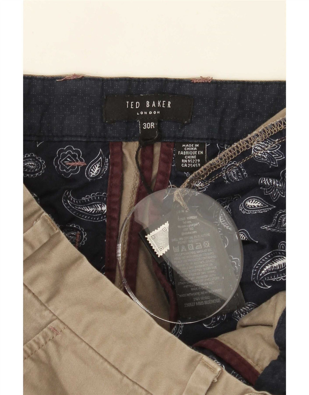 Ted Baker Herren-Chino-Shorts, W30, mittlere Khaki-Baumwolle