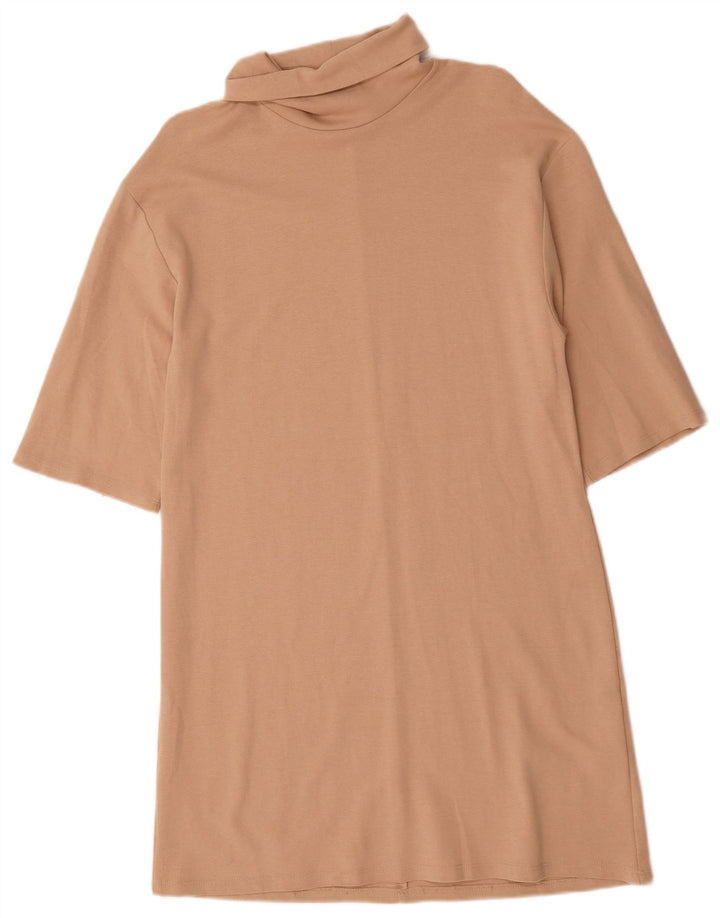 Zara Damen Etuikleid UK 10 Small Beige Baumwolle