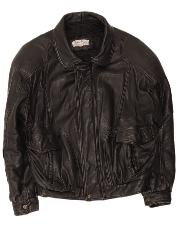 Lavorazione Artigiana Herren Bomber-Lederjacke UK 38 Medium Schwarz