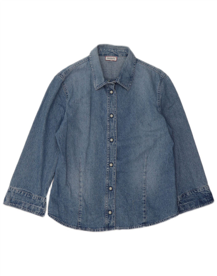 MAX & CO. Damen-Jeanshemd mit 3/4-Ärmeln, IT 46, Größe L, Blau, Baumwolle