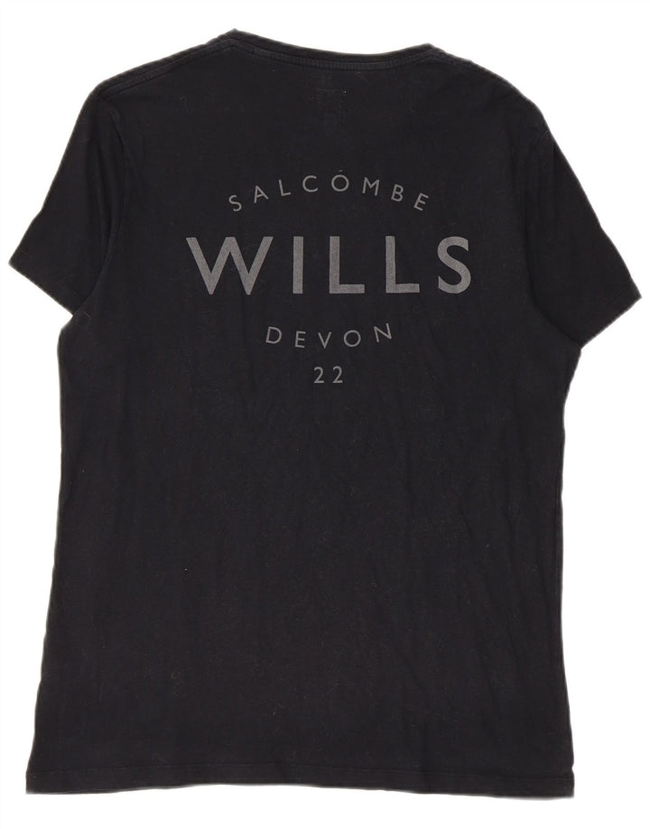Jack Wills Herren-T-Shirt mit Grafik, Größe S, schwarze Baumwolle