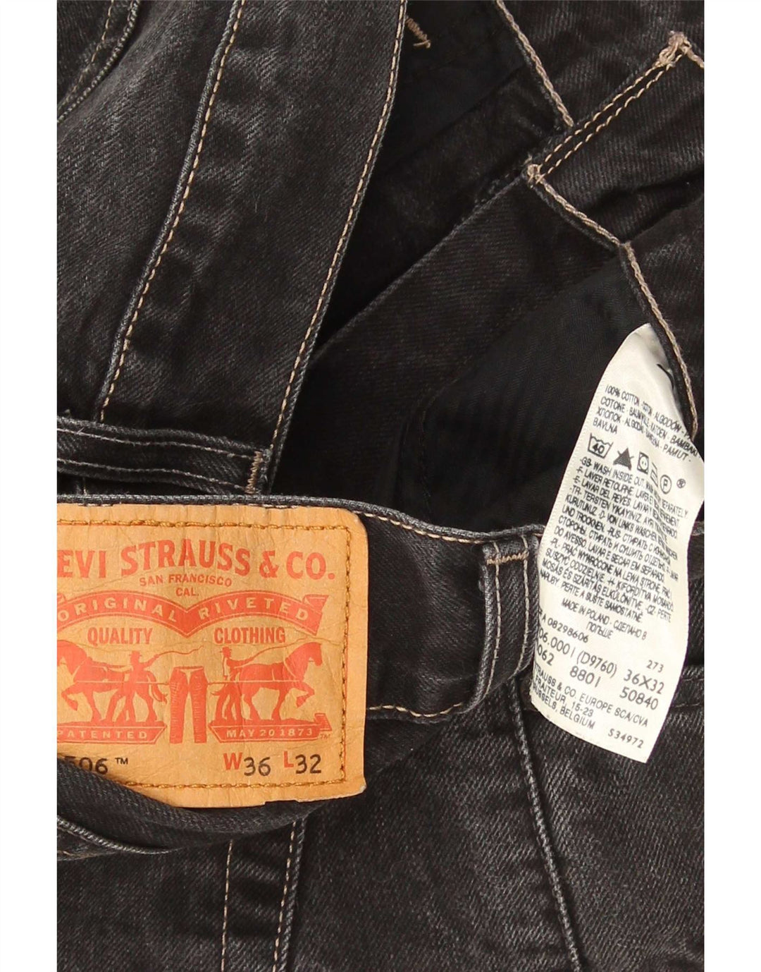 Levi's Herren 506 Straight Jeans W36 L32 Schwarz