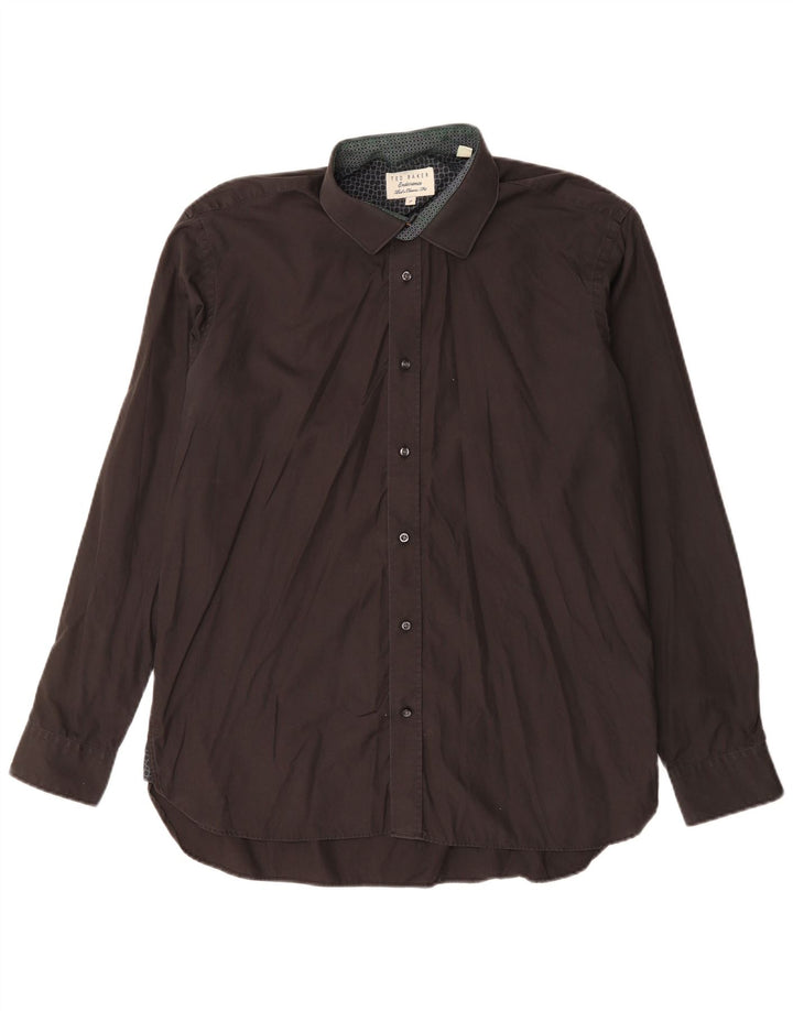 Ted Baker Herrenhemd, Größe 17 XL, schwarze Baumwolle