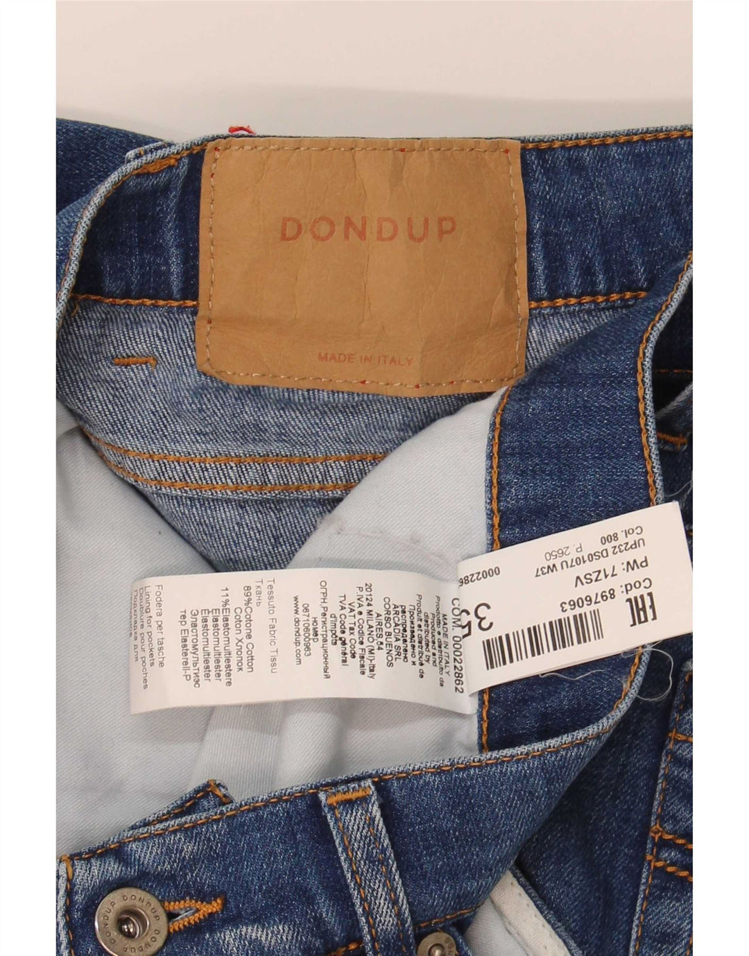 Dondup Herren Distressed Slim Jeans W35 L33 Blaue Baumwolle
