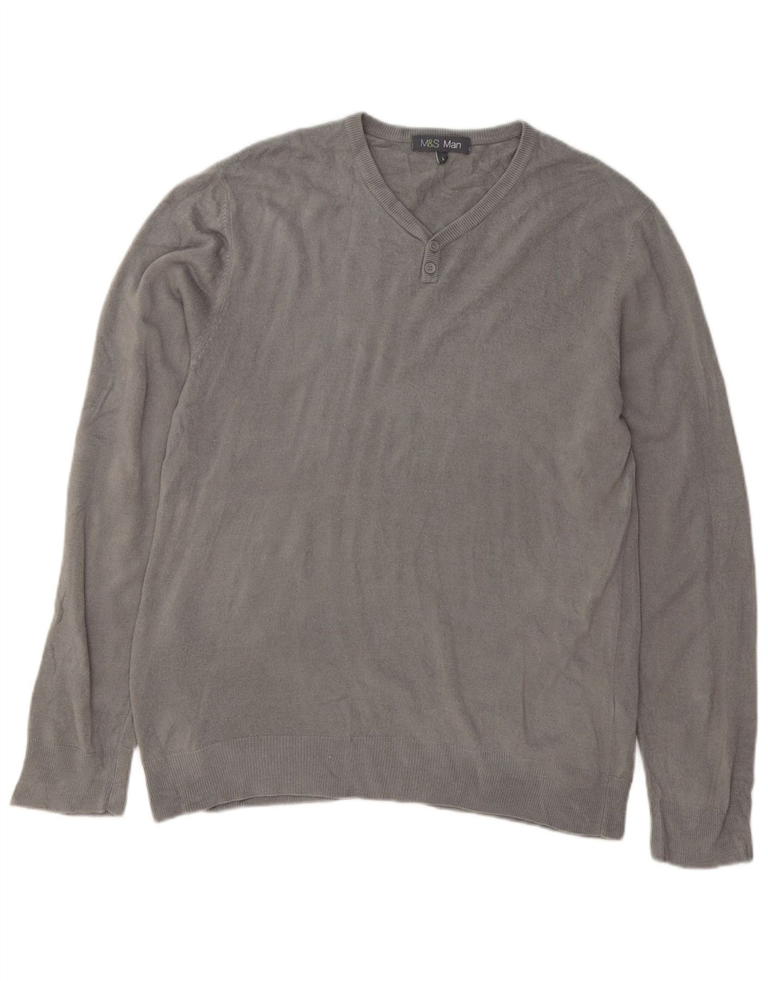 Marks & Spencer Herren-Pullover mit V-Ausschnitt, groß, Acryl, Grau