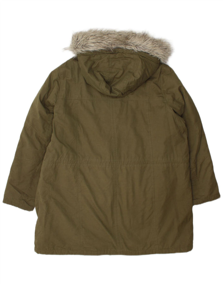 Marks & Spencer Damen-Parkajacke mit Kapuze, UK 18, XL, Khaki, Polyester
