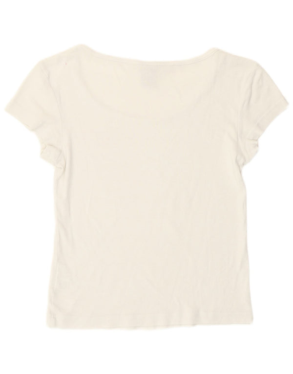 Adidas Damen Graphic T-Shirt Top UK 12 Mittelweiße Baumwolle