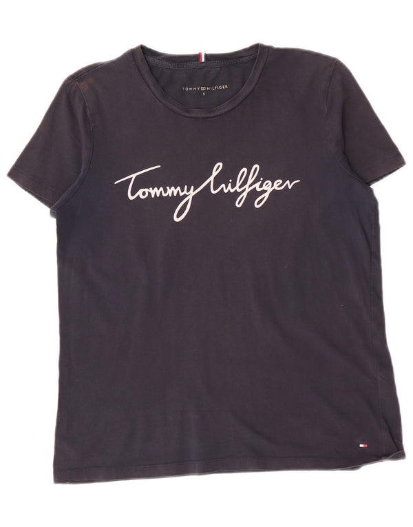 Tommy Hilfiger Grafik-T-Shirt für Damen, UK 10, Größe S, Marineblau, Baumwolle
