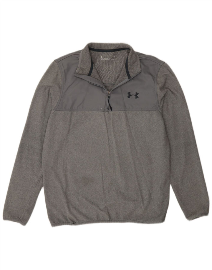Under Armour Mens Cold Gear Zip Neck Pullover Trainingsanzug Top Mittelgrau