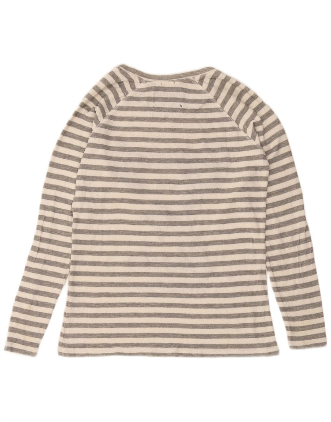 Superdry Damen Graphic Top Langarm UK 10 Small Grau gestreift Baumwolle