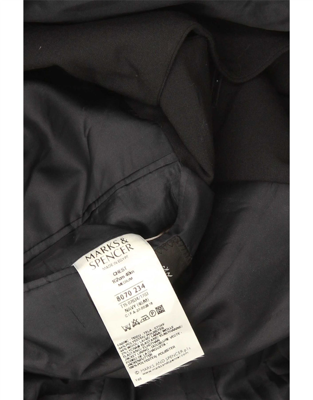 Marks & Spencer Herren-Blazer mit 3 Knöpfen, UK 40, Mittelschwarz, Polyester