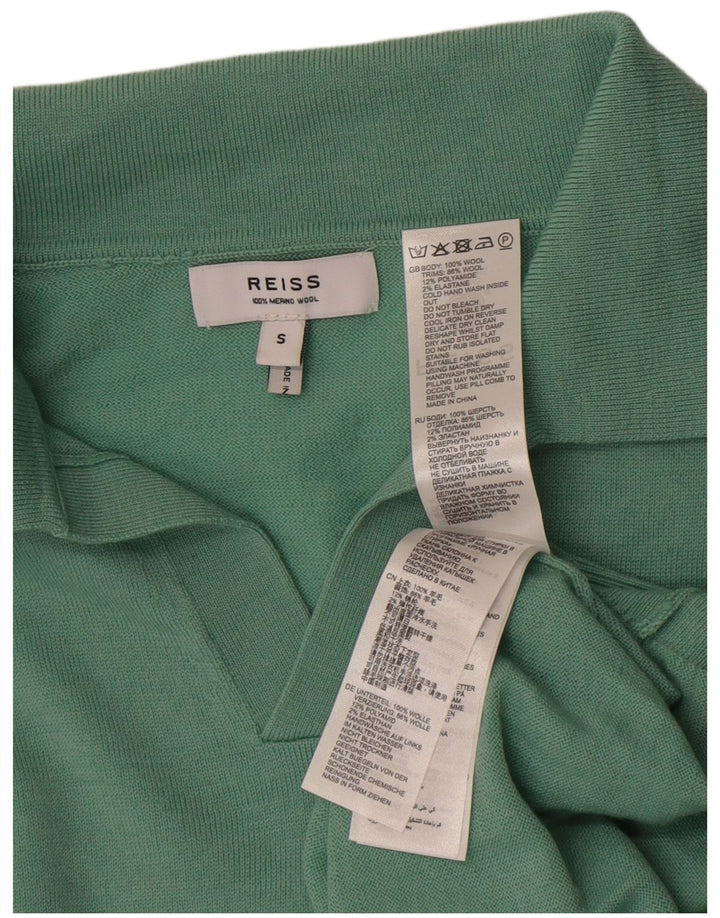 Reiss Herren Kurzarm-Poloshirt, kleine grüne Wolle