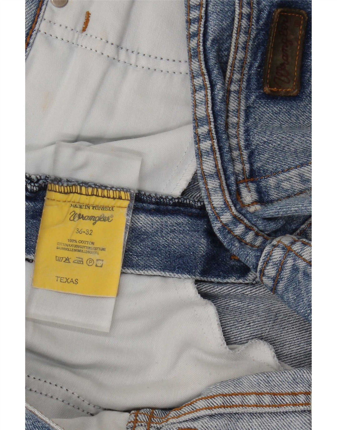 Wrangler Herren Texas Distressed Straight Jeans W36 L32 Blaue Baumwolle