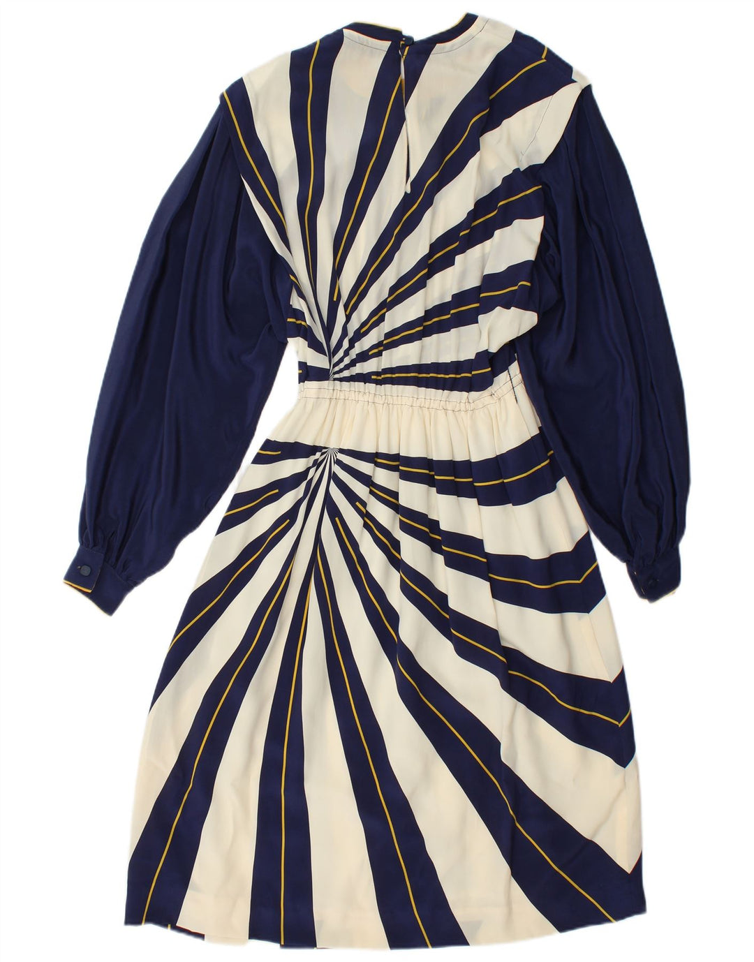 VINTAGE Damen Langarm-A-Linien-Kleid IT 42 Mittelmarineblau gestreift