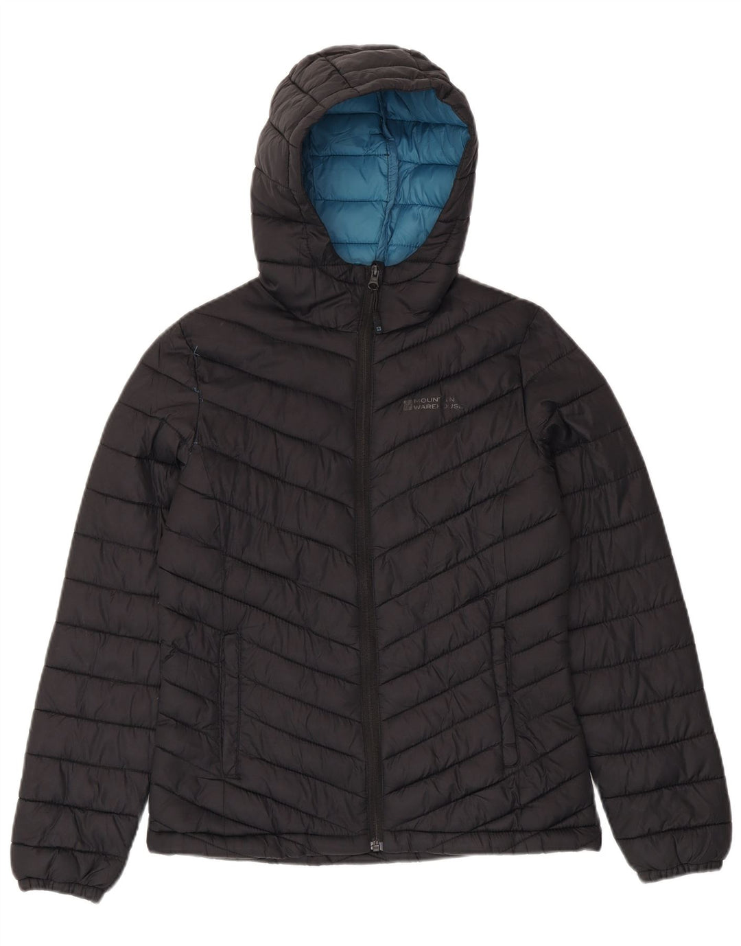 Mountain Warehouse Wattierte Damenjacke mit Kapuze, UK 8, Größe S, schwarzes Nylon