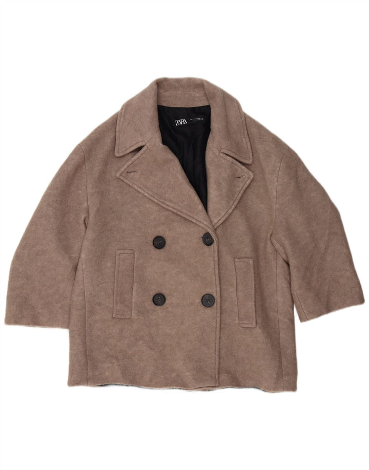 ZARA Damen Übergroßer Pea Coat UK 14 Mittelgrau