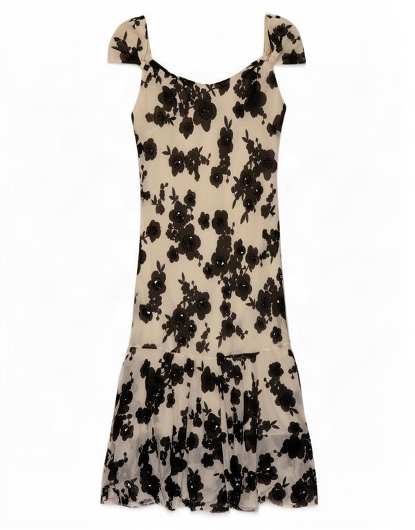 Hobbs Ärmelloses Maxikleid für Damen, UK 12, Mittelweiß, Blumenmuster, Seide