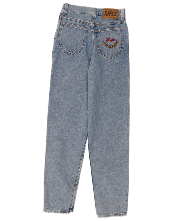 Rifle Womens High Waist Tapered Jeans W27 L30 Blau geblümte Baumwolle