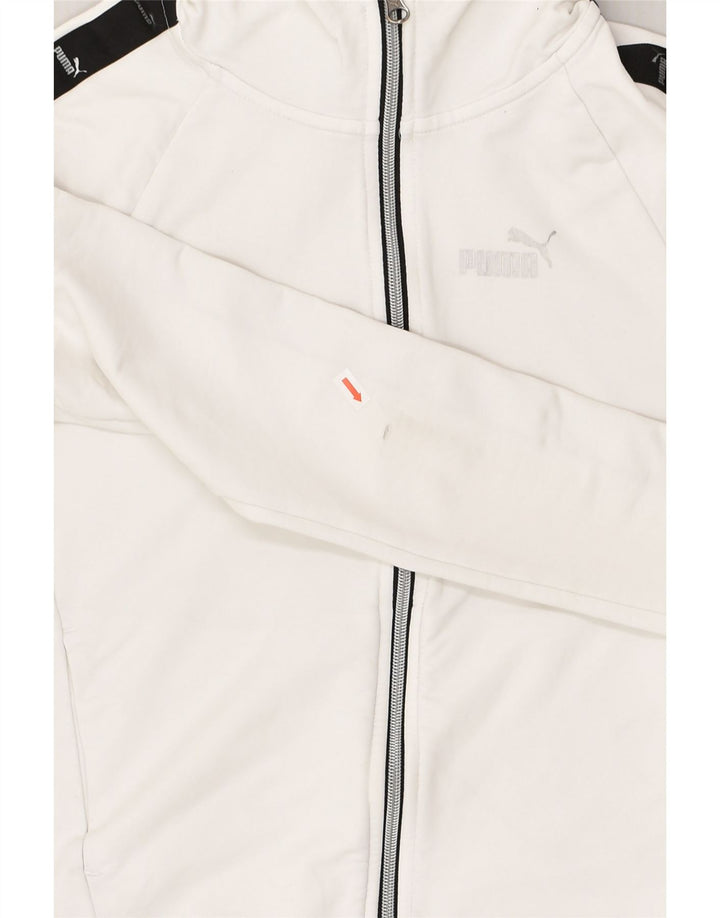 PUMA Womens Zip Hoodie Sweater UK 10 Small White Cotton | Vintage Puma | Thrift | Second-Hand Puma | Used Clothing | Messina Hembry 