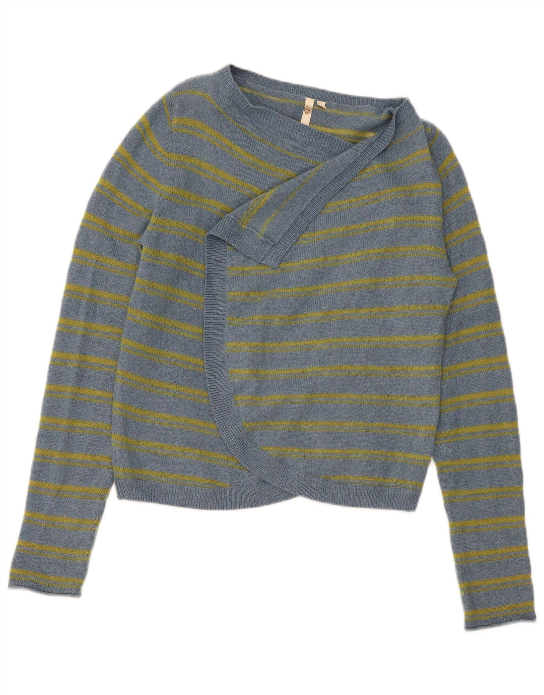 White Stuff Offener Damen-Cardigan-Pullover UK 12 Mittelblau gestreift aus Baumwolle