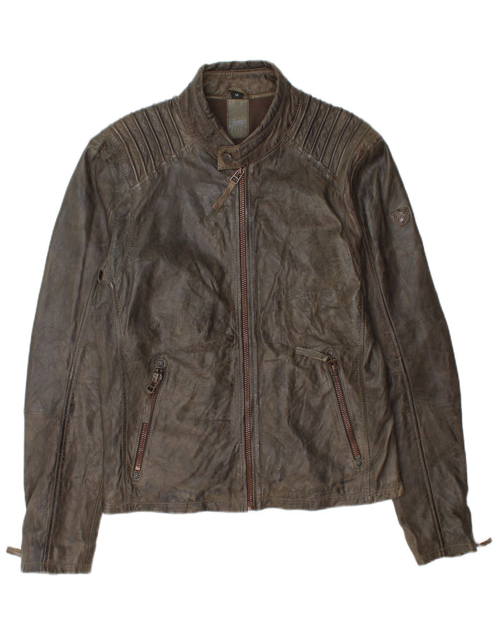 Gipsy Herren Leder Racer Jacke UK 38 Mittelbraun