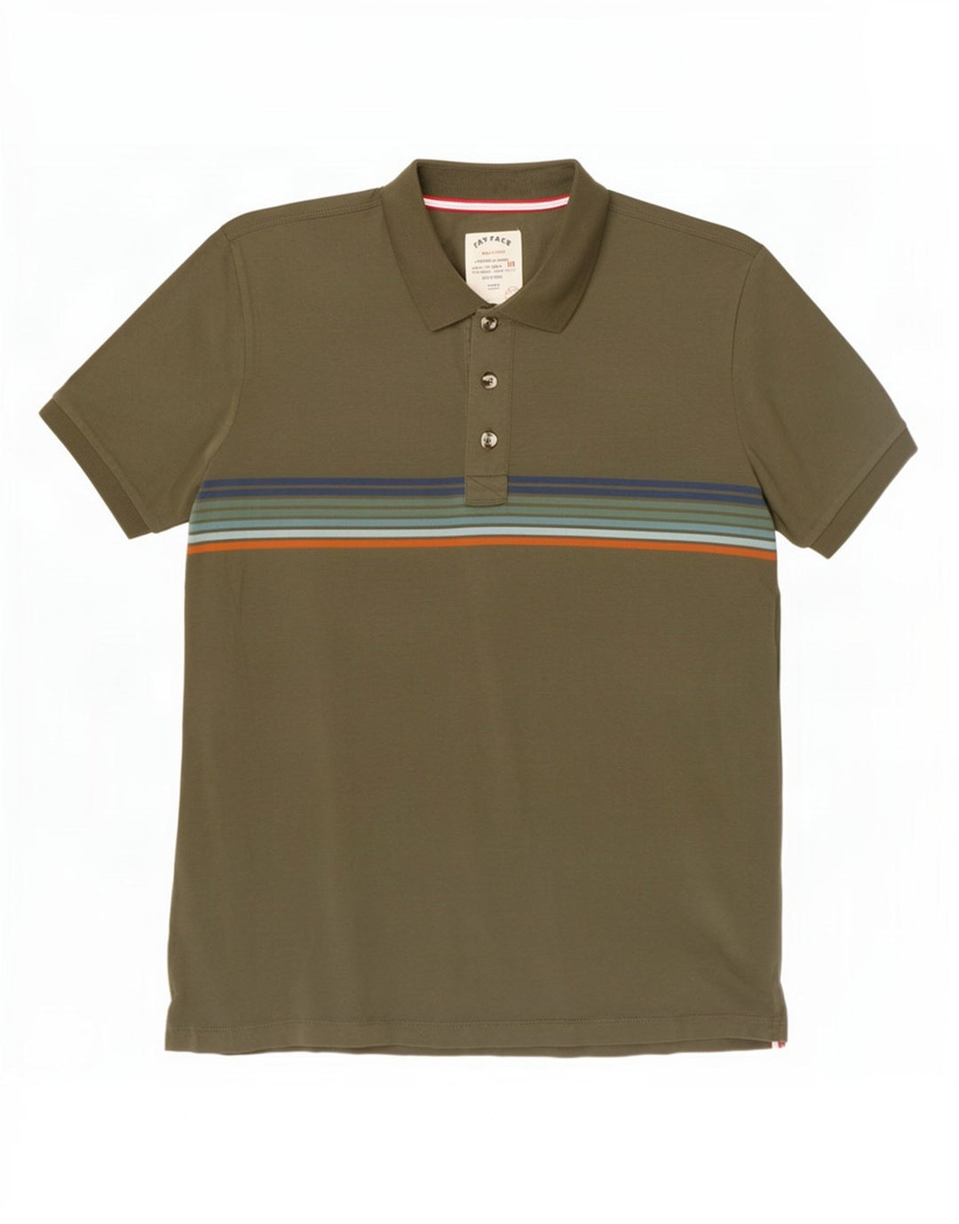 Fat Face Herren-Poloshirt XL, Khaki, gestreift, Baumwolle