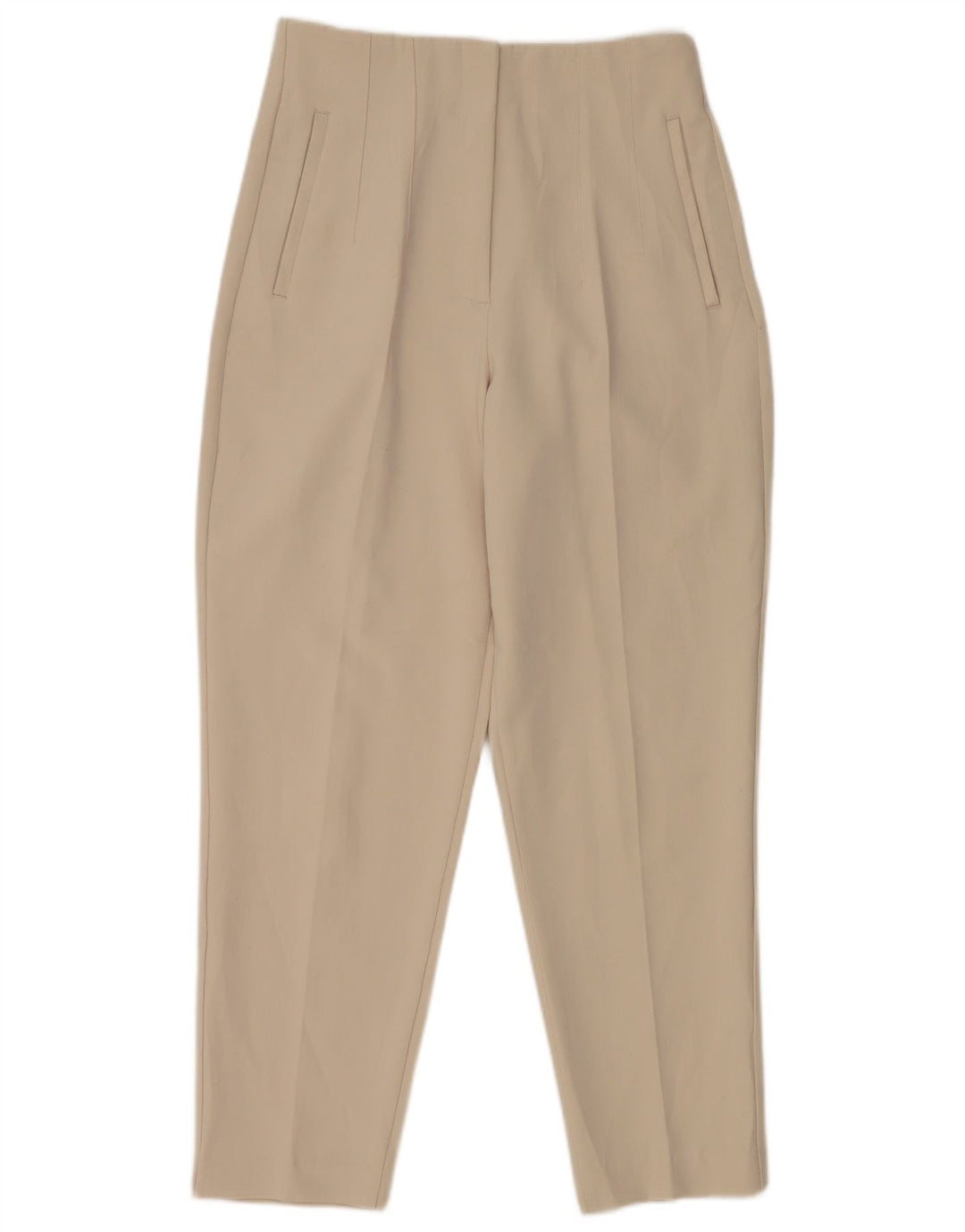 Zara Damen-Anzughose, konisch zulaufend, Größe M, W28, L26, gebrochenes Weiß, Polyester