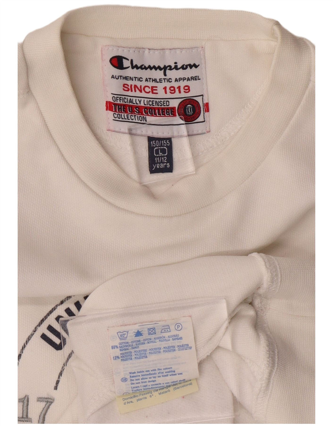 CHAMPION Boys Sweatshirt Jumper 11-12 Years Large White