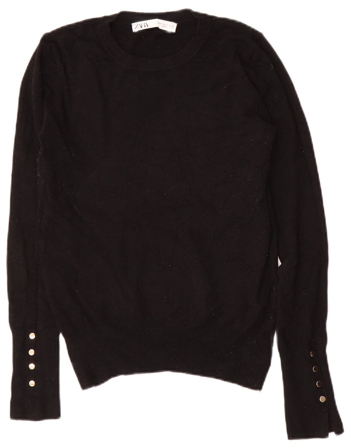 Zara Damen-Pullover mit Rundhalsausschnitt, Gr. 10, Größe S, Schwarz